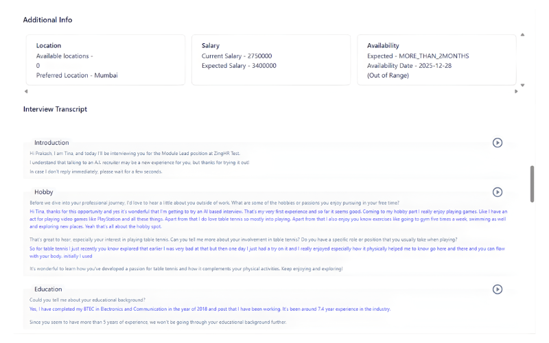 ZingHR Interview Trascript